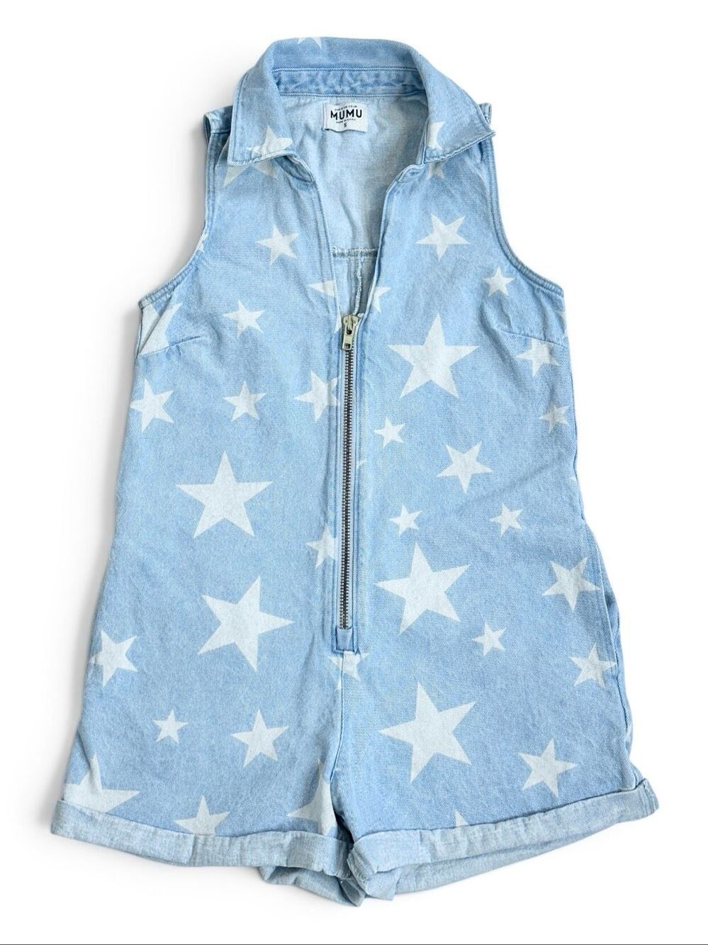 Show Me Your Mumu Reno Star Print Denim Romper Small Western Festival - Picture 4 of 16